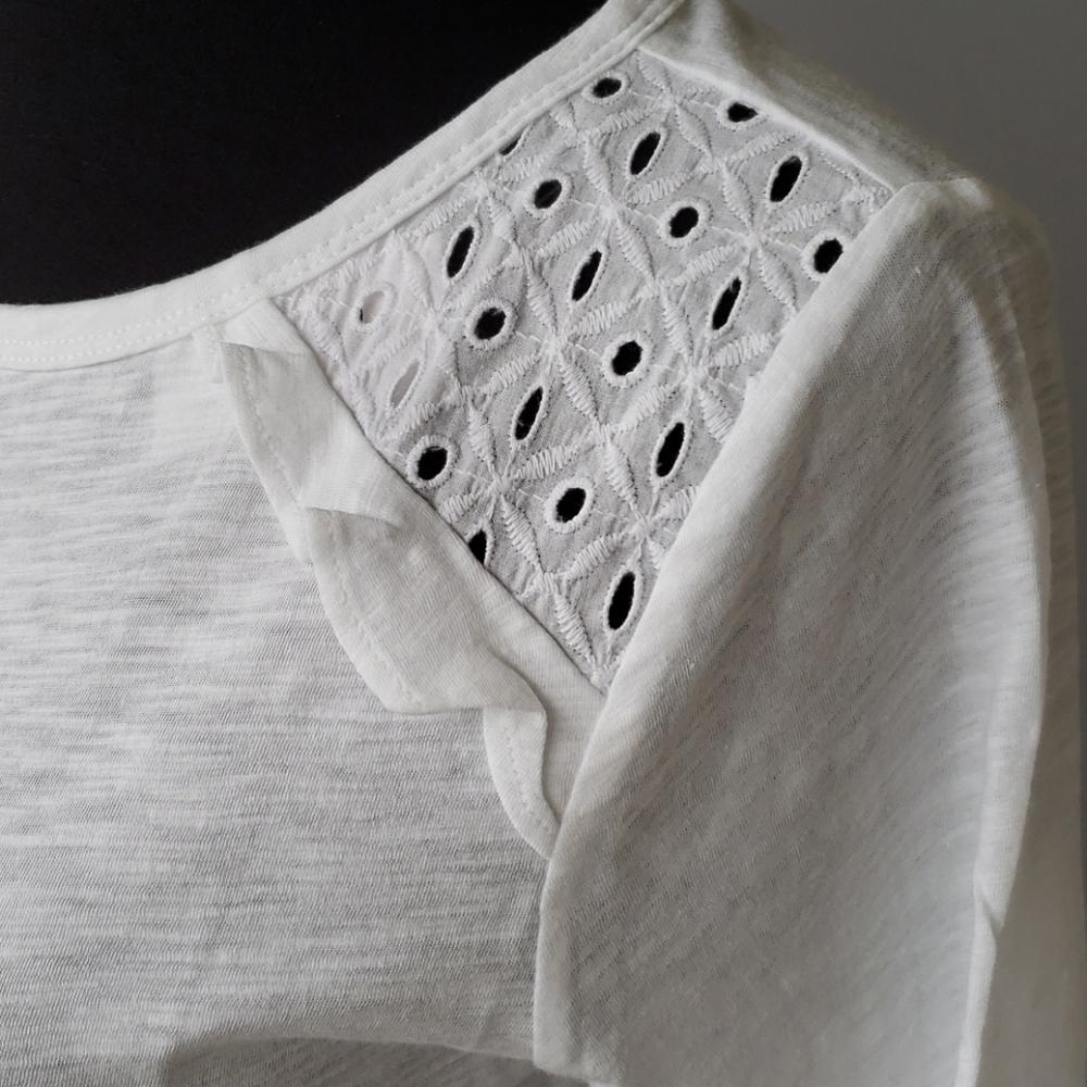 LOFT • Ruffle Eyelet T Shirt - Picture 4 of 8